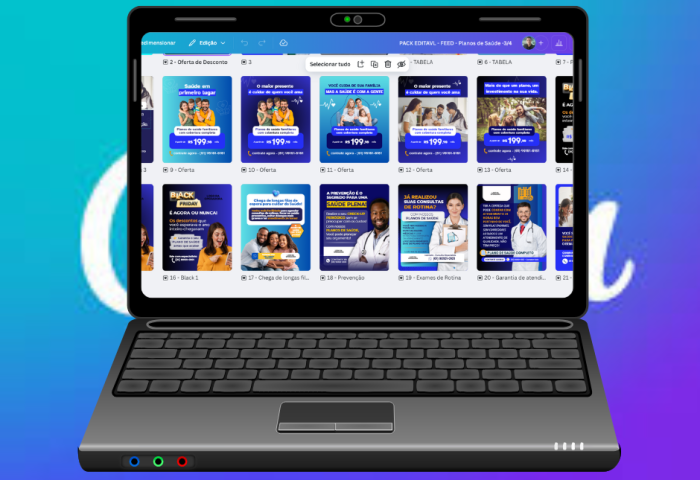 Transforme sua página de planos de saúde com artes profissionais, modernas e prontas para edição no Canva! Este pack foi criado para facilitar seu dia a dia, aumentar seu engajamento e fortalecer